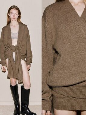 Zara 100% Cashmere Wrap Heavy Weight Cardigan